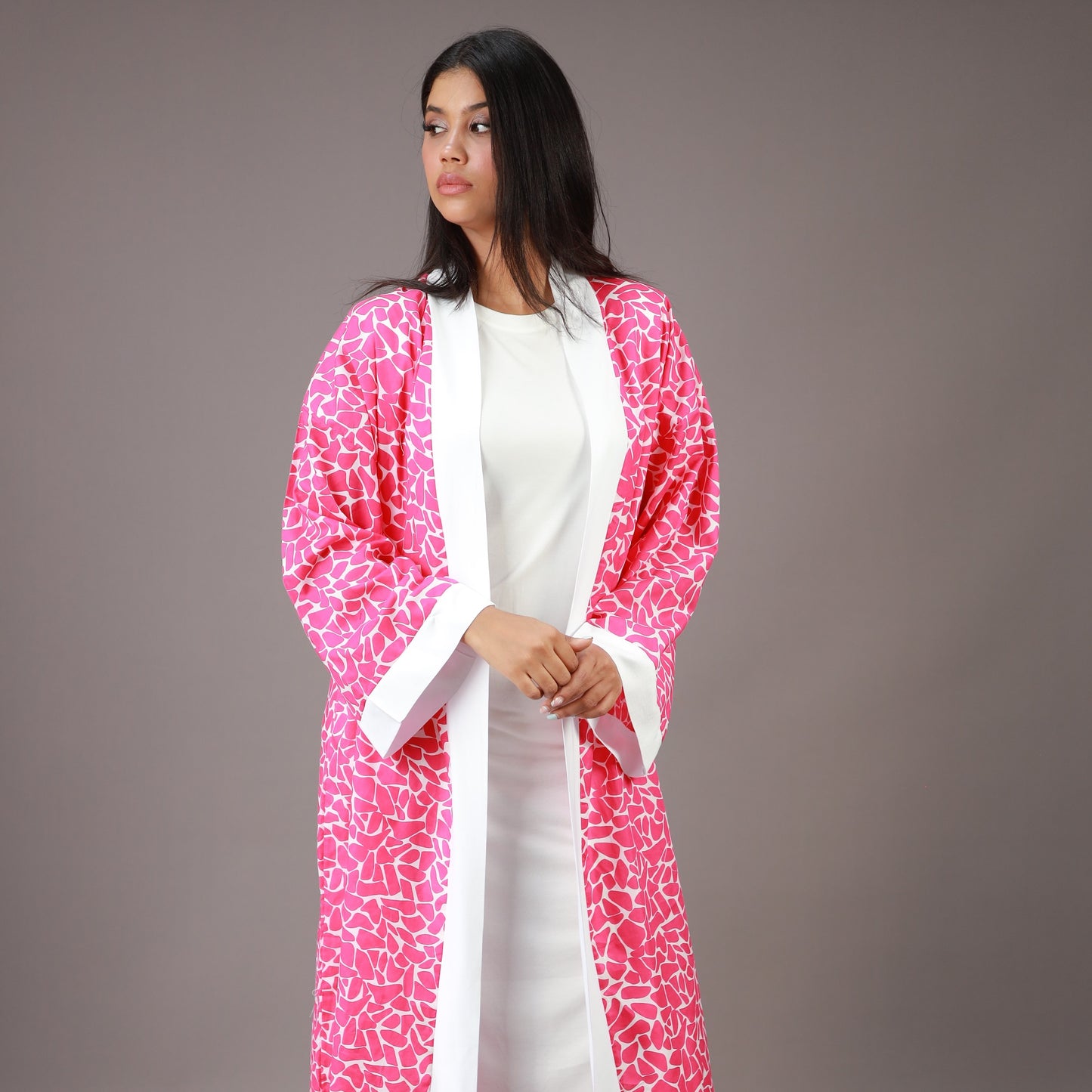 Kimono Long Rose à Imprimé Graphique