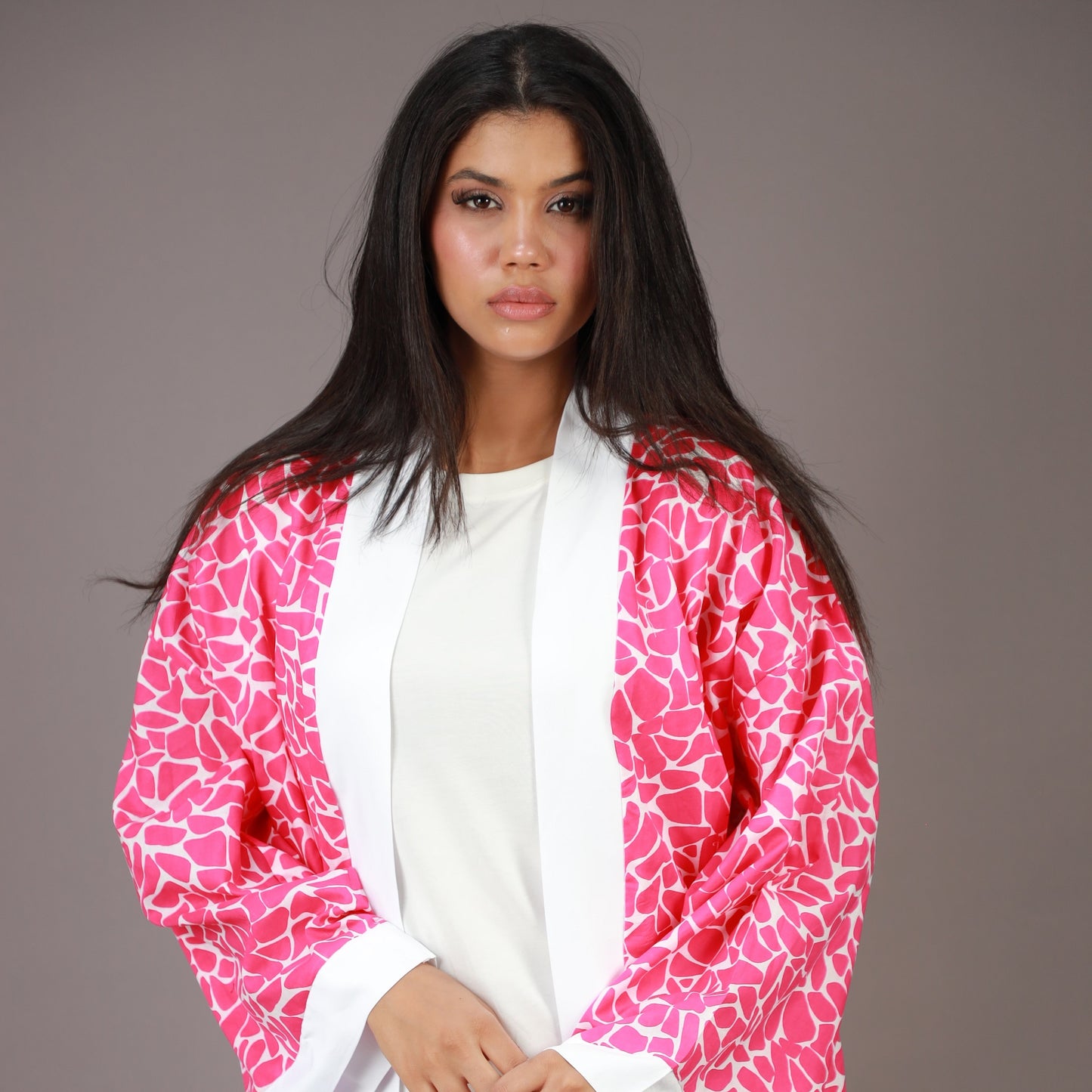Kimono Long Rose à Imprimé Graphique