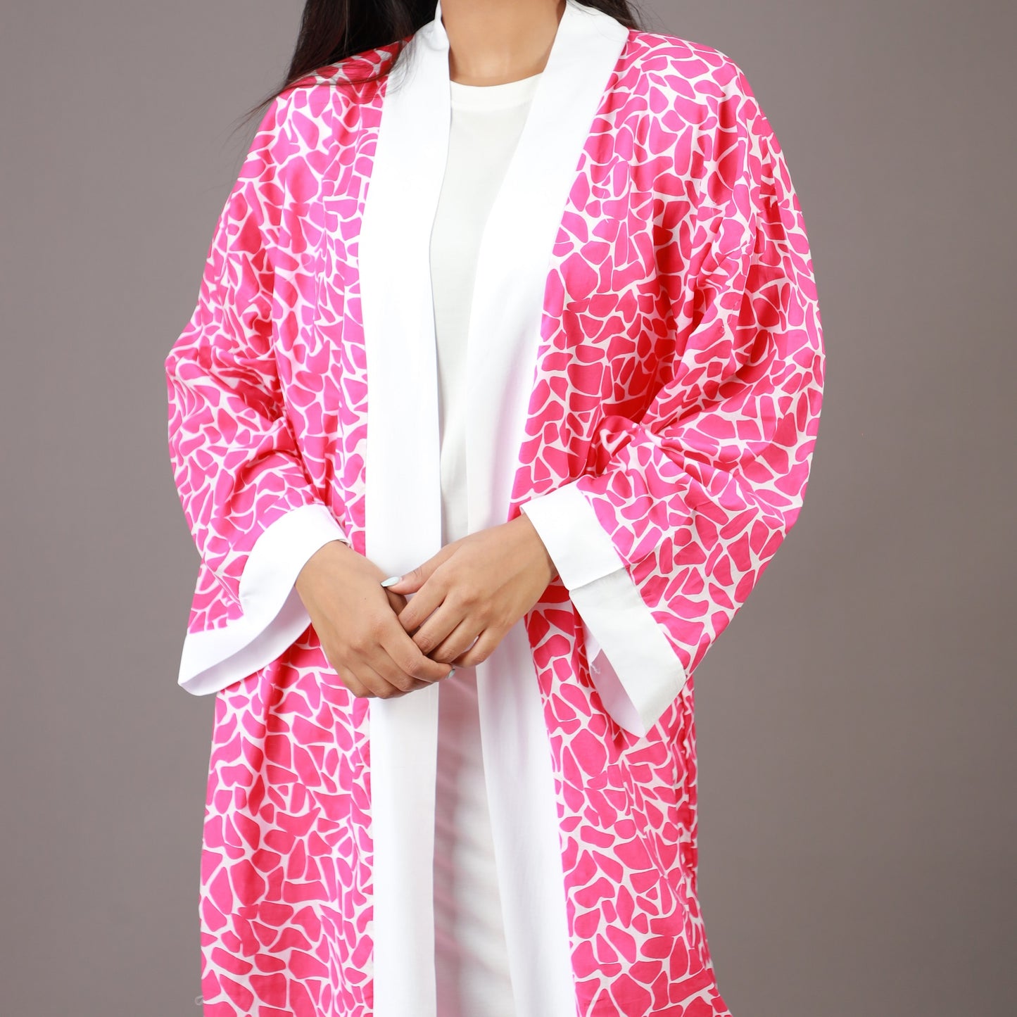 Kimono Long Rose à Imprimé Graphique