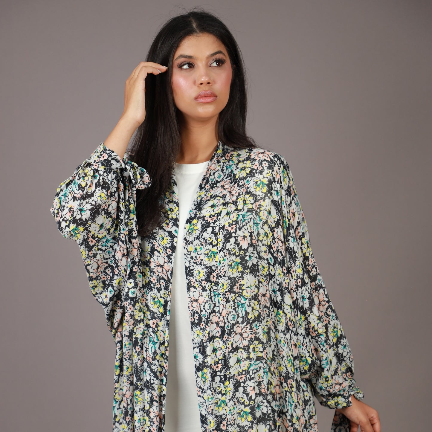 Kimono Long Fleuri Multicolore