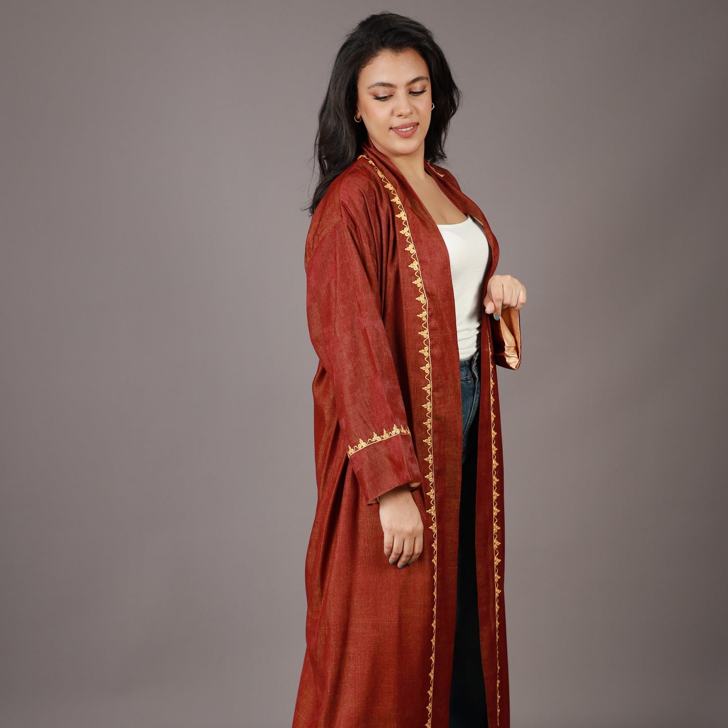 Kimono Long Jean Brique Zwa9 Lmaalem