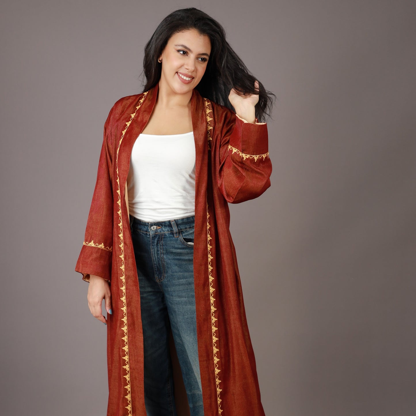 Kimono Long Jean Brique Zwa9 Lmaalem