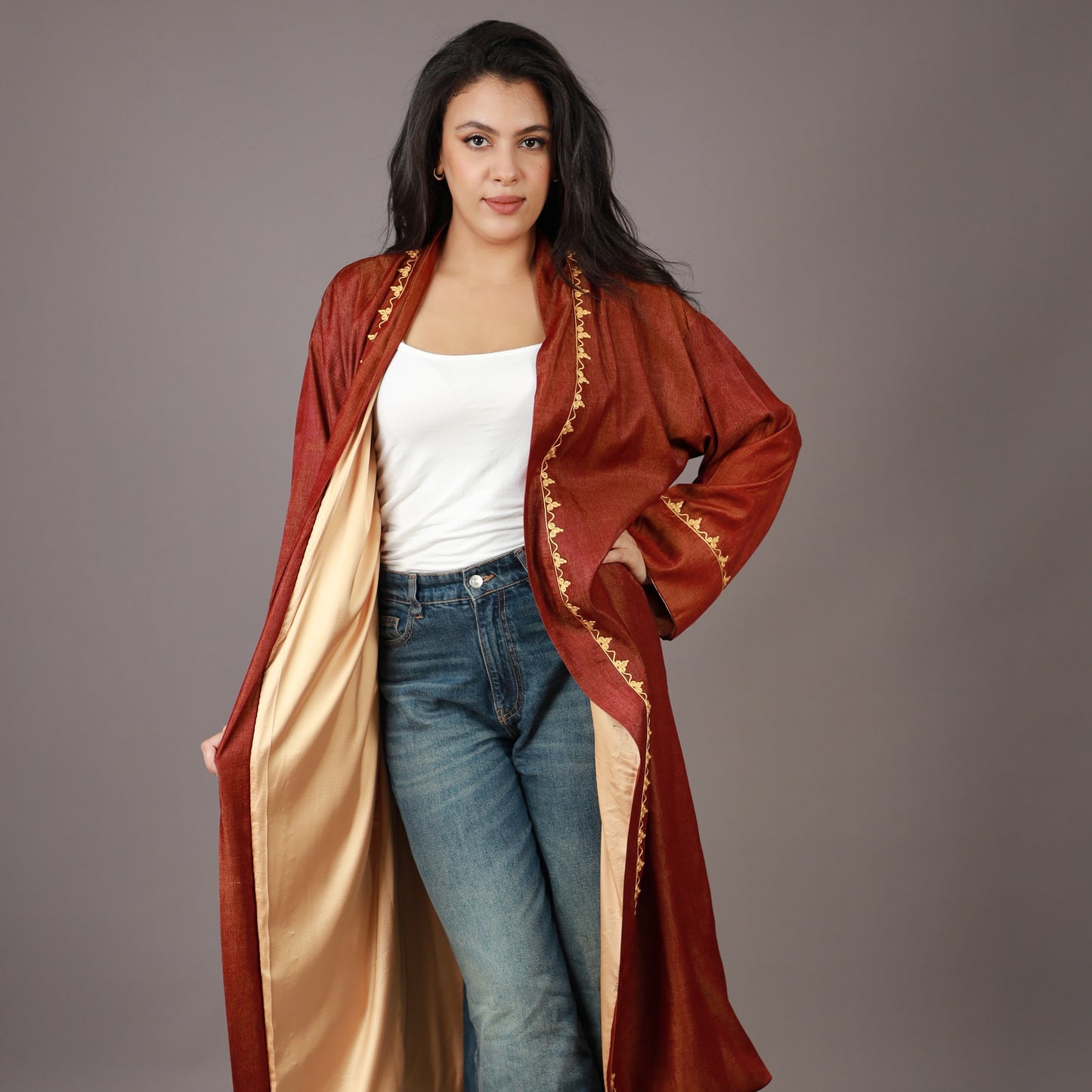 Kimono Long Jean Brique Zwa9 Lmaalem
