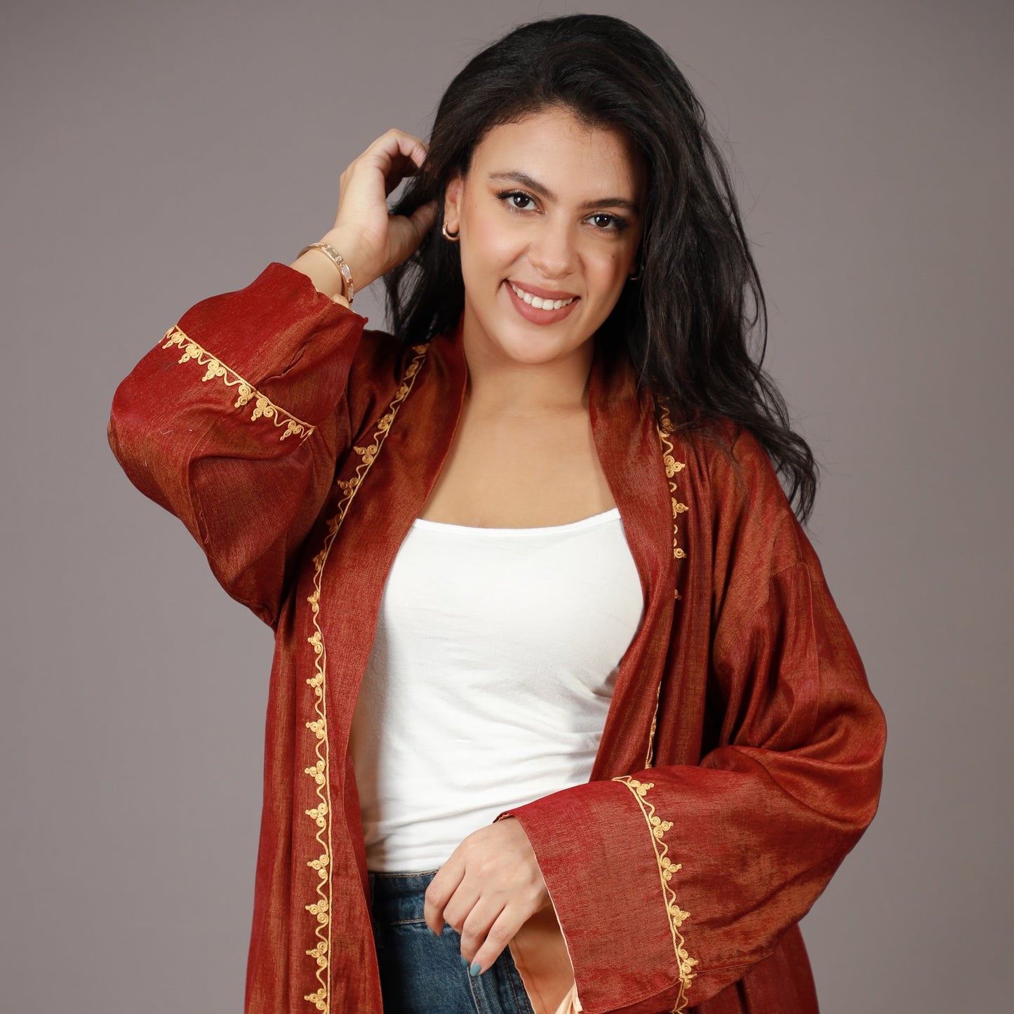 Kimono Long Jean Brique Zwa9 Lmaalem