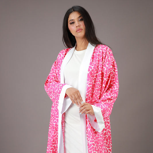 Kimono Long Rose à Imprimé Graphique