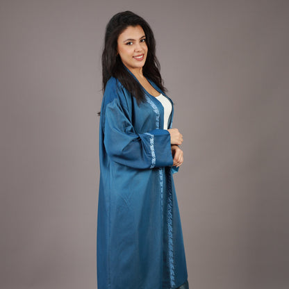 Kimono Long en Jean Bleu avec Zwak Lmaalem Bleu Clair