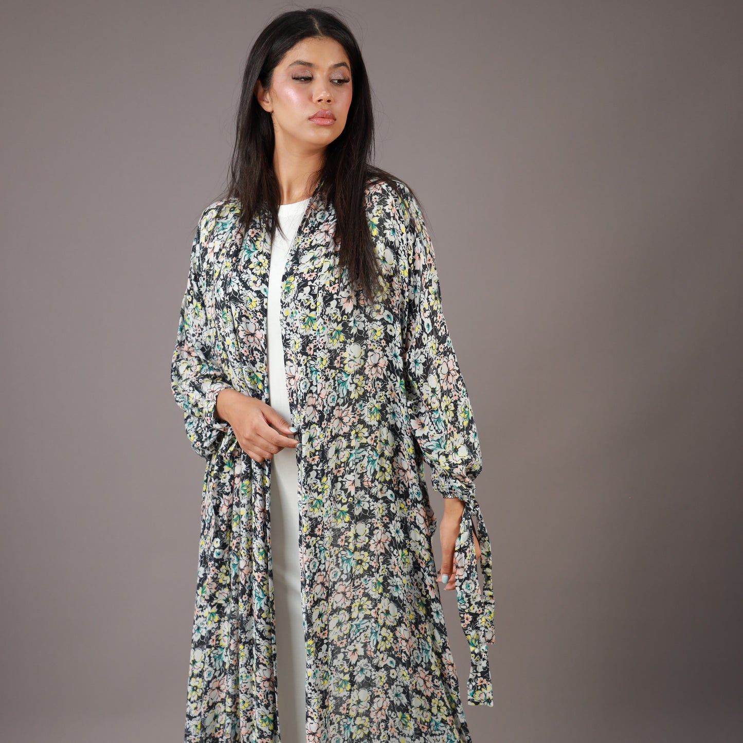 Kimono Long Fleuri Multicolore