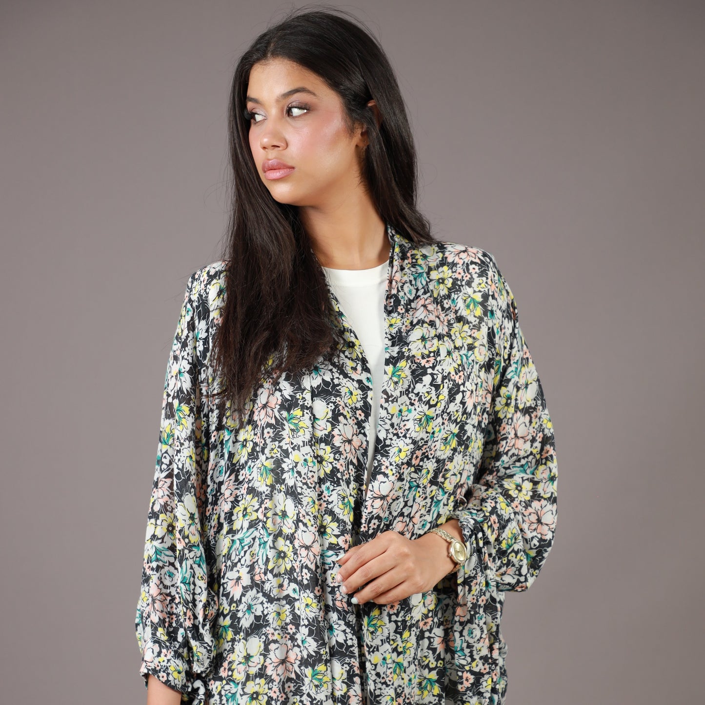 Kimono Long Fleuri Multicolore
