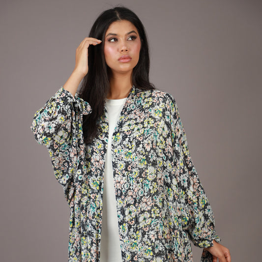 Kimono Long Fleuri Multicolore
