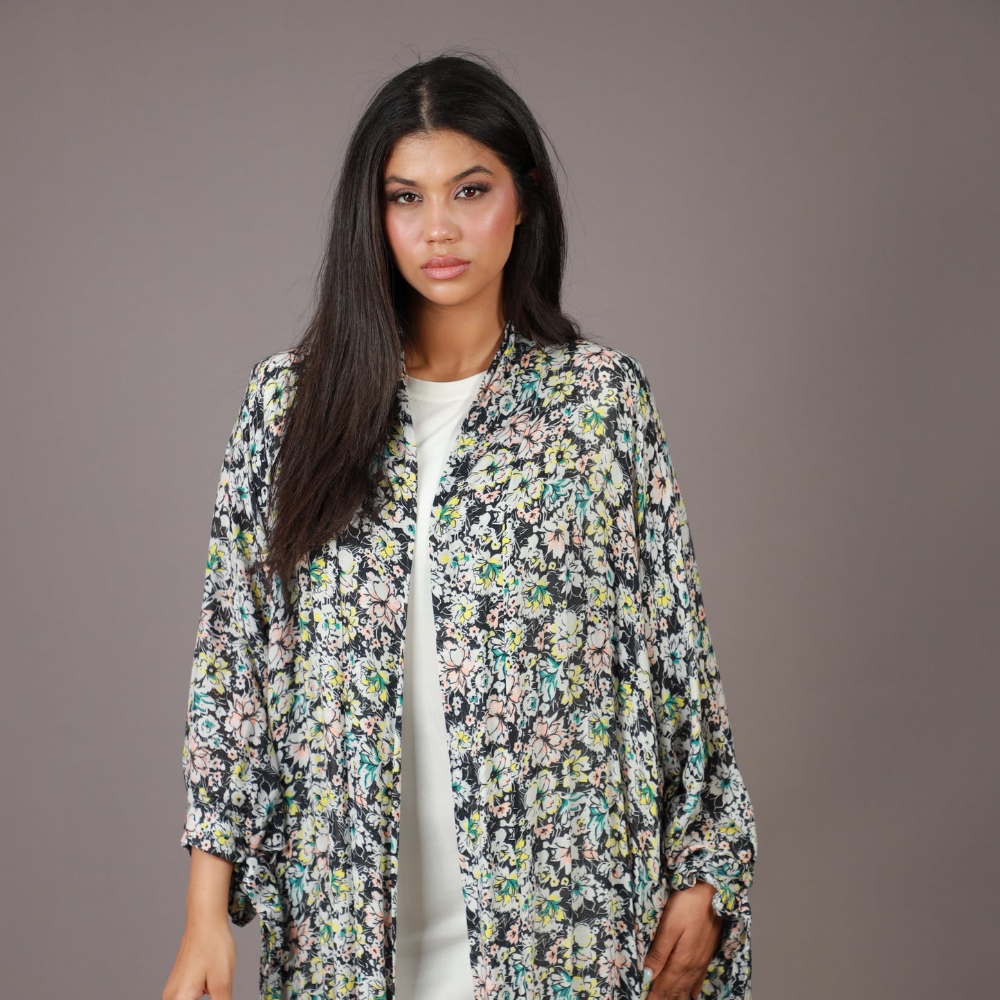 Kimono Long Fleuri Multicolore